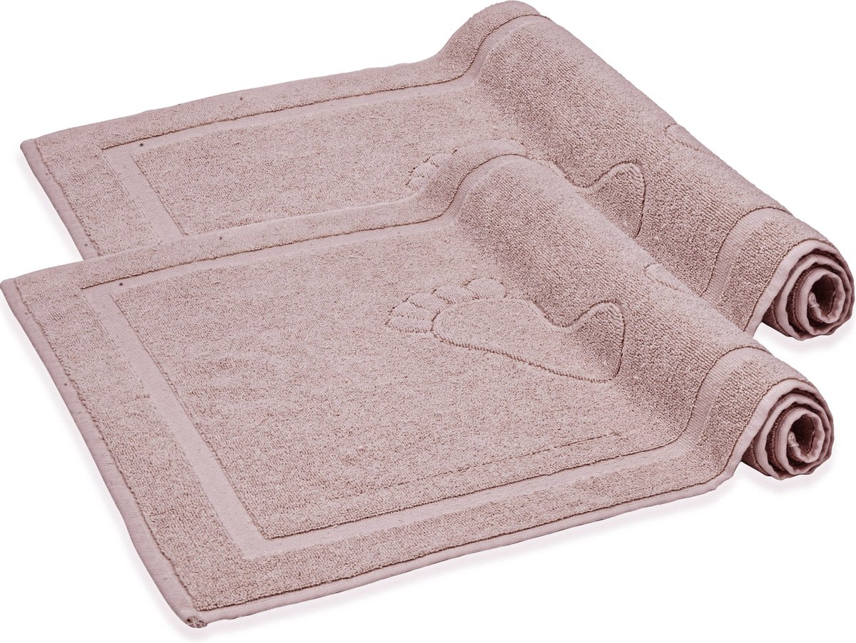 Komfortec Badmat Set - 2 stuks - Handdoek Dikte - Hotelkwaliteit - Zachte en Absorberende Douchemat/Handdoek - 50x80 cm - 100% Katoen - Roze