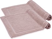 Komfortec Badmat Set - 2 stuks - Zachte en Absorberende Douchemat/Handdoek - 50x80 cm - 100% Katoen - Roze