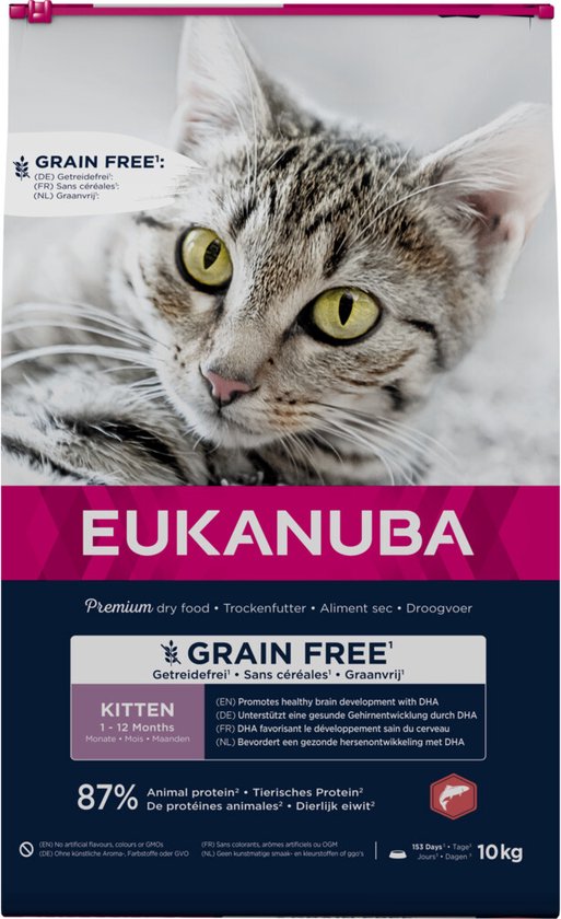 Eukanuba Kat Kitten Graanvrij Zalm 10 kg