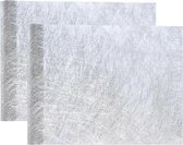Santex Kerstdiner tafelloper op rol - 2x - metallic zilver glans - 30 x 500 cm - polyester
