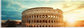 Acrylglas - Zonsondergang achter het Colesseum in Rome, Italië - 60x20 cm Foto op Acrylglas (Met Ophangsysteem)