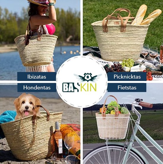 Sac de Plage Ibiza - Roseau - Jacinthe - Jonc de Mer - Anse Courte Et Longue - Tressé - Handgemaakt - Big Shopper