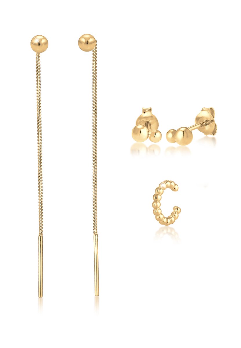 Elli - Oorbellen - Dames Hanger Oorhaak Bal Geo Basic in 925 Sterling Zilver Verguld - Dames