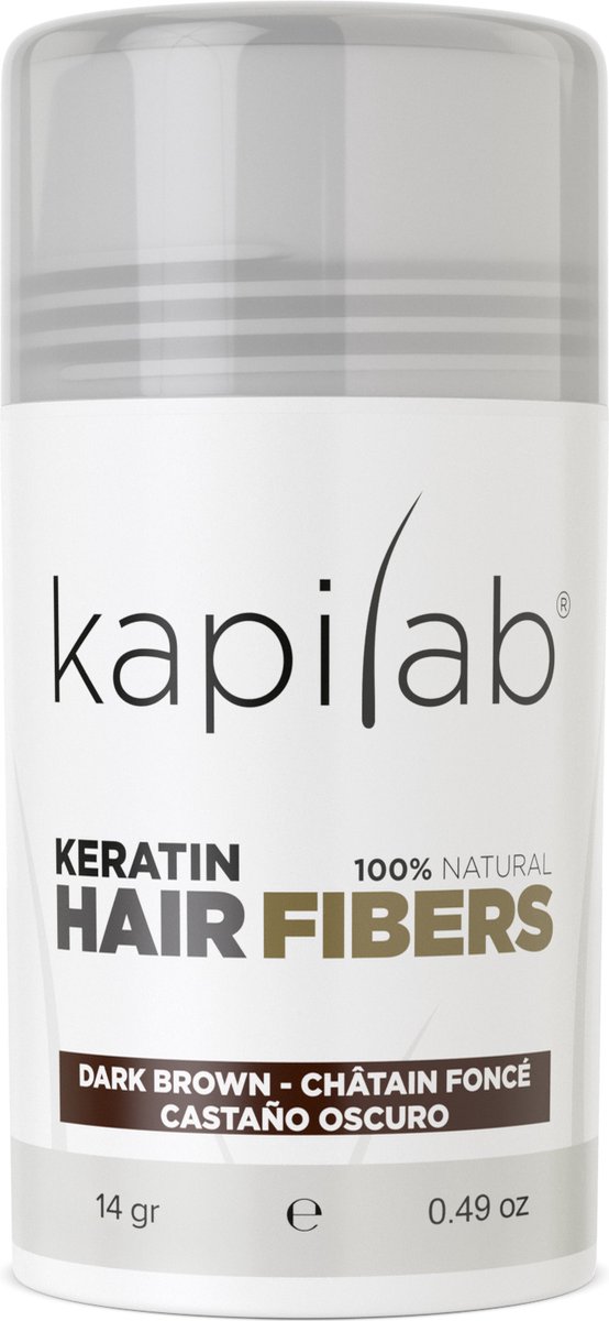 Kapilab Hair Fibers Donkerbruin - Keratine haarvezels verbergen haaruitval - Direct voller haar - 100% natuurlijk - 14 gram