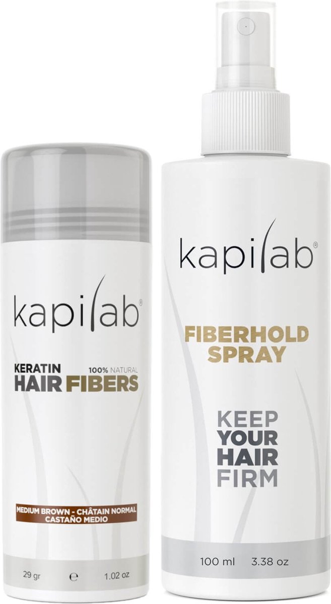 Bol.com Kapilab Hair Fibers Voordeelset 29 gram - Middenbruin - Keratine Haarvezels voor direct voller haar - 100% natuurlijk - ... aanbieding