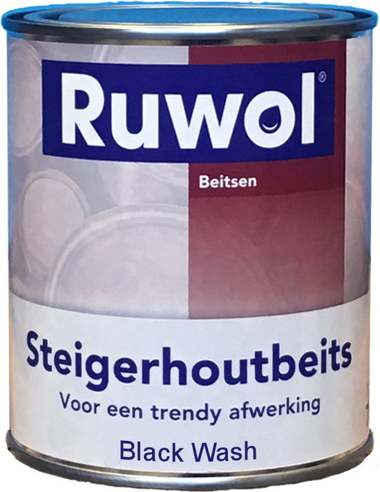 Ruwol Steigerhoutbeits Black Wash 750 ml - Steigerhout beits - 9 Trendy Kleuren - Steigerhout beschermen - Beschermt tegen vocht