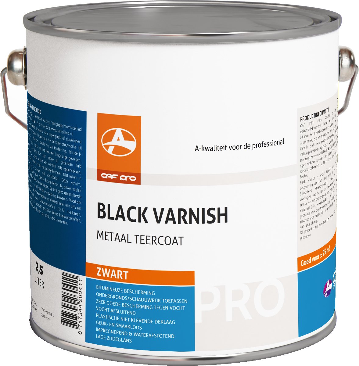 OAF PRO Black Varnish 2,5 liter - Ondergronds of schaduwrijk toepassen - Impregnerend en Waterafstotend - bestand tegen langdurige waterbelasting, verdunde zuren en basen