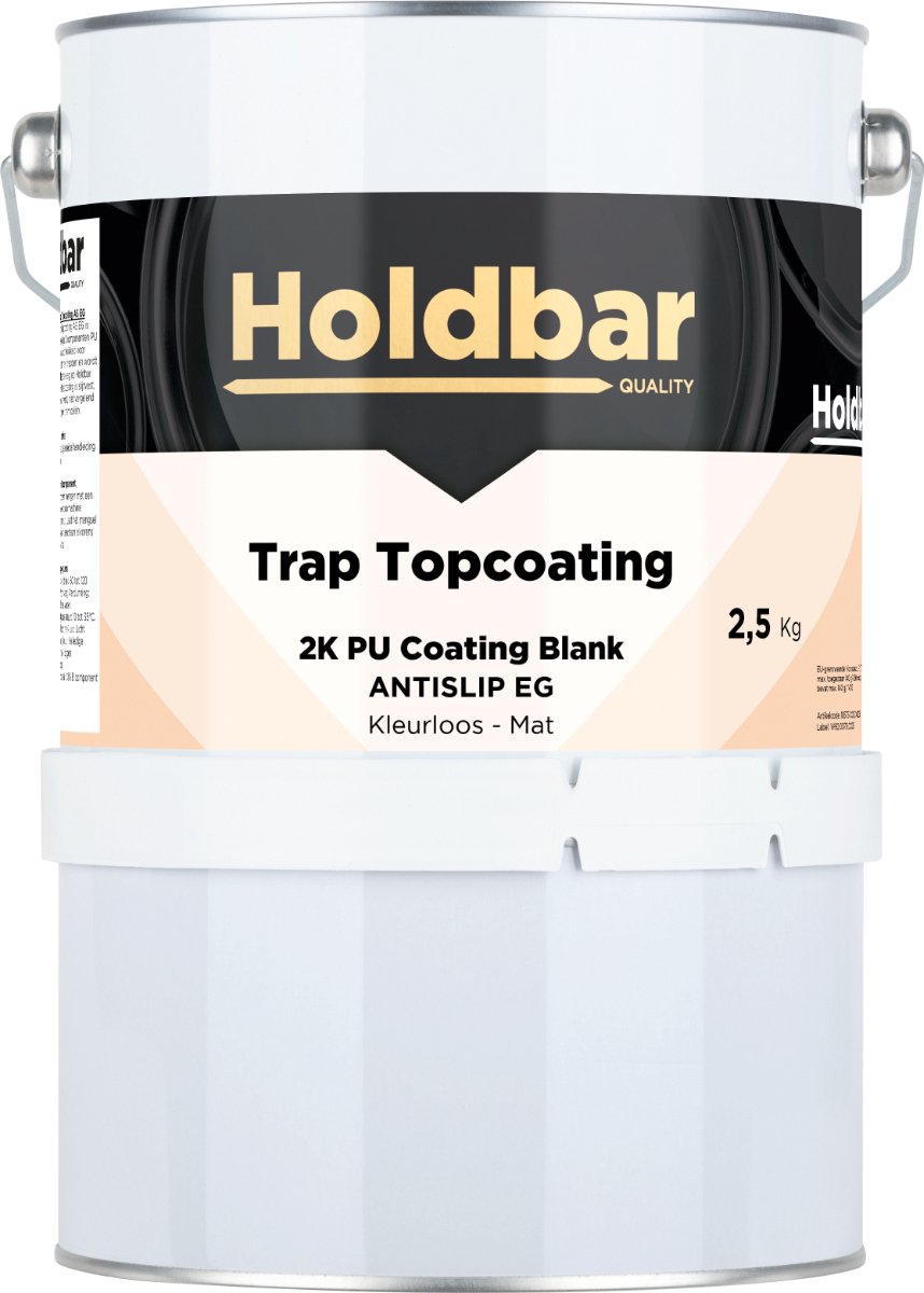 Holdbar Trap Topcoating Antislip (Extra grof) Mat 2,5Kg - Glashelder - Transparant - Trapverf - Slijtvast - Gemakkelijk Schoonmaken - Bestand tegen zware belastingen - 2 Componenten - Mat, Zijdeglans en Hoogglans