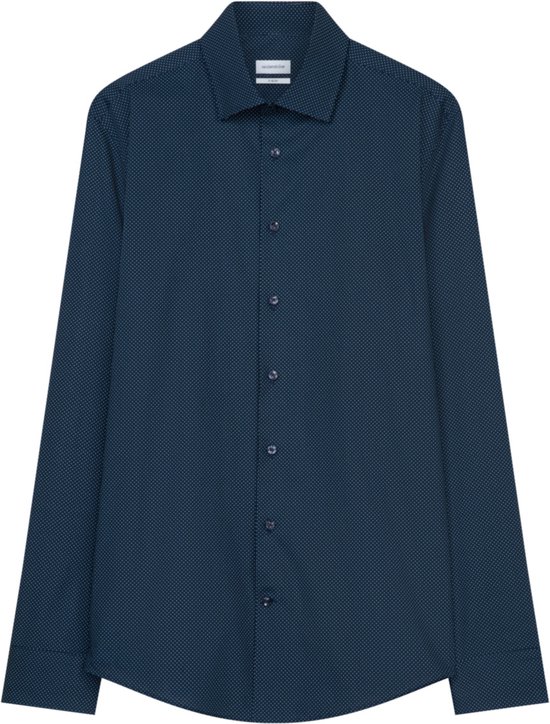 Seidensticker x-slim fit overhemd - popeline - blauw dessin - Strijkvriendelijk - Boordmaat: