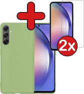 Hoesje Geschikt voor Samsung A54 Hoesje Siliconen Case Hoes Met 2x Screenprotector - Hoes Geschikt voor Samsung Galaxy A54 Hoes Cover Case - Groen