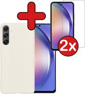 Hoesje Geschikt voor Samsung A54 Hoesje Siliconen Case Hoes Met 2x Screenprotector - Hoes Geschikt voor Samsung Galaxy A54 Hoes Cover Case - Wit