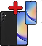 Hoesje Geschikt voor Samsung A34 Hoesje Siliconen Case Hoes Met Screenprotector - Hoes Geschikt voor Samsung Galaxy A34 Hoes Cover Case - Zwart