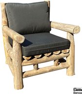 HorstDeco - Chaise de Jardin - Chaise tronc d'arbre - Chaise en bois - Extérieur - Jardin- Avec coussins