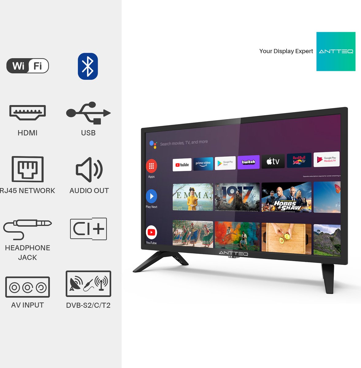Antteq AG24F1DCU Android TV Smart TV 24 Pulgadas (61 cm) con