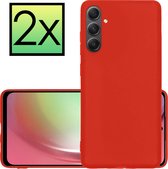 Hoes Geschikt voor Samsung A54 Hoesje Cover Siliconen Back Case Hoes - Rood - 2x