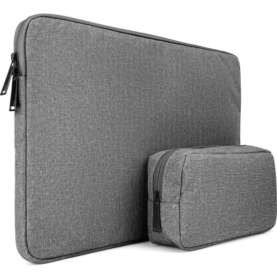 Laptophoes 15.6 inch - Laptop Sleeve geschikt voor o.a. MacBook Pro - Tablet Hoes - met kabel organizer etui – Donker Grijs