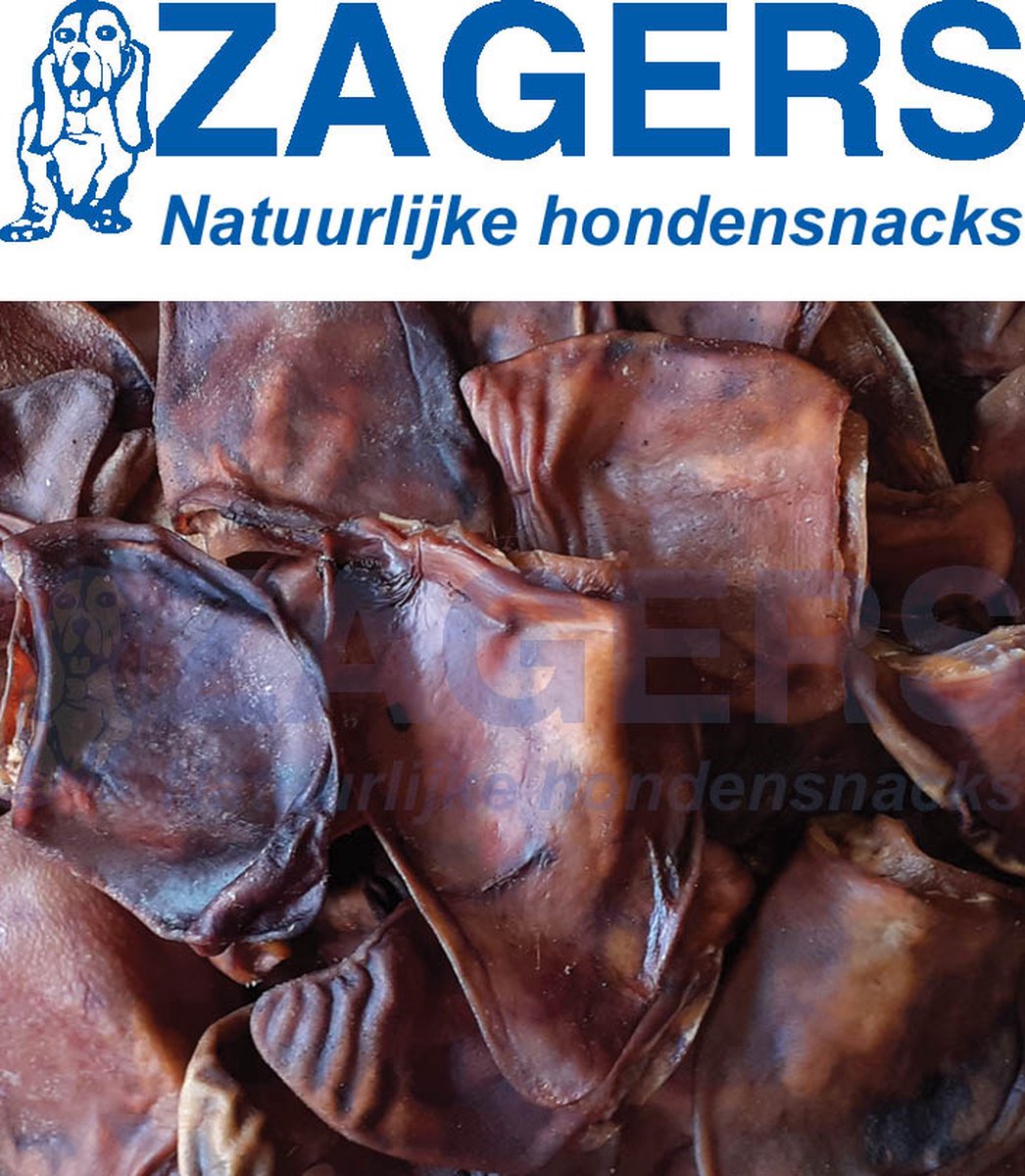 Zagers natuurlijke hondensnacks grote gedroogde varkensoren 2 x 10 stuks
