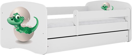 Kocot Kids - Bed babydreams wit baby dino met lade met matras 180/80 - Kinderbed - Wit