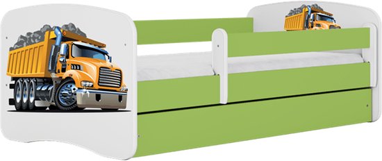 Kocot Kids - Bed babydreams groen vrachtwagen zonder lade met matras 140/70 - Kinderbed - Groen