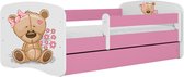 Kocot Kids - Bed babydreams roze teddybeer bloemen zonder lade zonder matras 140/70 - Kinderbed - Roze
