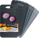6 x ontbijtplankjes kunststof set - 14 x 25 cm - BPA-vrij - snijplank kunststof set klein - zwart