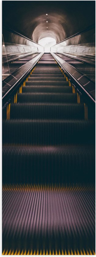 Poster Glanzend – Onderaanzicht van Roltrap in Treinstation - 20x60 cm Foto op Posterpapier met Glanzende Afwerking