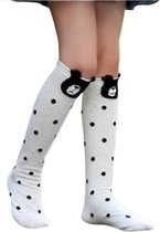Kniekousen meisjes – 1 paar lange sokken beer stippen – meisjessokken – 6-12 jaar – elastisch katoen - cadeautip