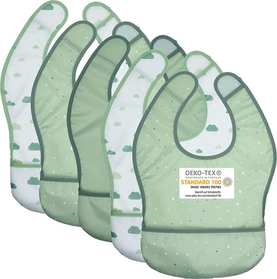 HOTUT Baby Slabbetjes, 2 Stukken Mouwloos Baby Spenen Slabbetje, U-vormig Slabbetje, Verstelbaar Uniseks Babyslabbetje, Peuter Slabbetje met Veters voor 6-36 Maanden, Effen Kleur Slabbetje