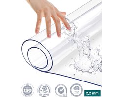 HOMEWELL Tafelbeschermer Transparant Glashelder 90x160cm - Doorzichtig Tafelzeil - Tafelkleed - Anti Slip en Hittebestendig - 2,2 mm