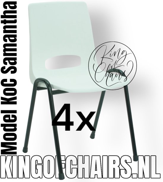 King of Chairs -Set van 4- Model KoC Samantha wit met zwart onderstel. Stapelstoel kuipstoel vergaderstoel tuinstoel kantine stoel stapel stoel kantinestoelen stapelstoelen kuipstoelen arenastoel De Valk 3320 bistrostoel schoolstoel bezoekersstoel