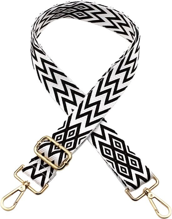 Schouderband voor Tas - Draagband Zigzag - 4 cm - Zwart