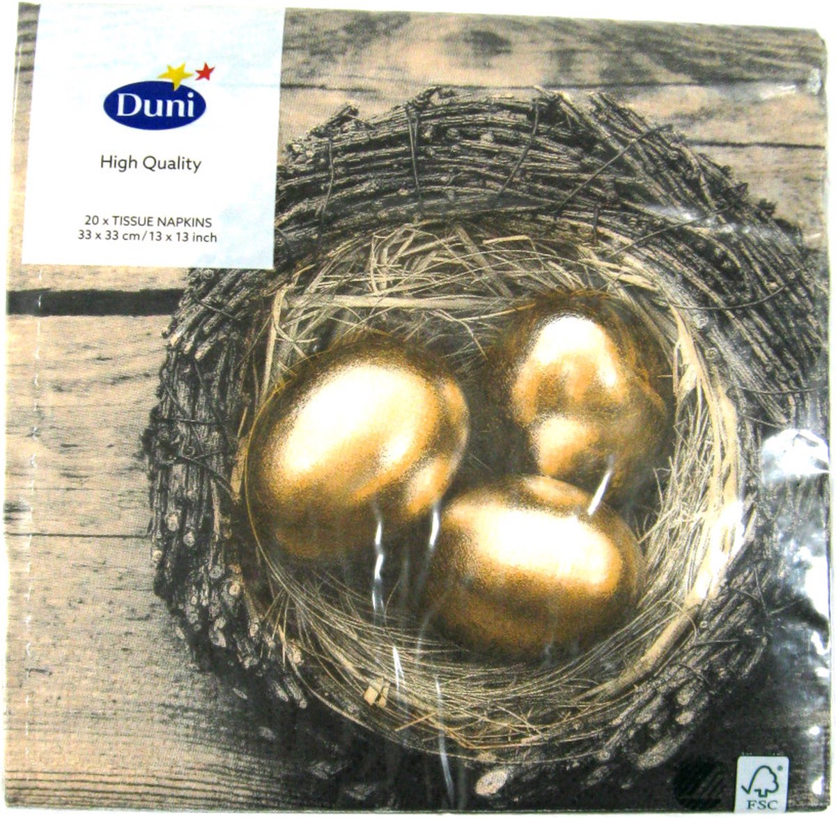 Servetten Duni Pasen "Golden Eggs" 33x33cm