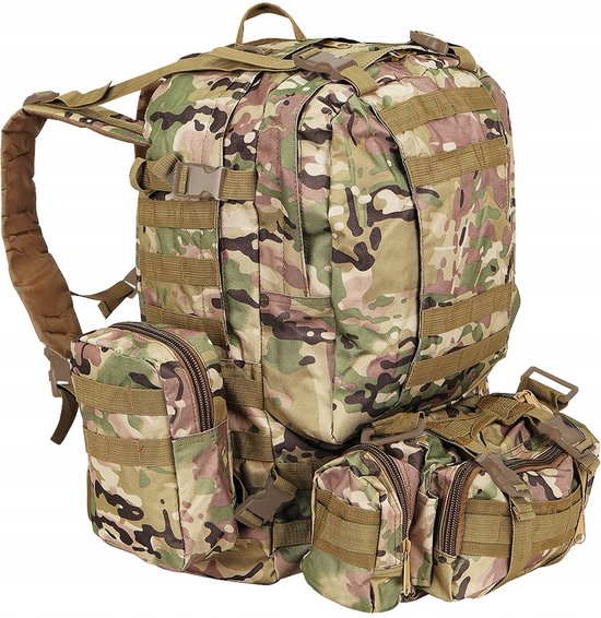 QualiPro Militaire Backpack - Waterdichte Militaire Outdoor Sport Rugzak 48.5L - Survival Rugzak - Ruimte voor Slaapzak Benodigdheden Kamperen