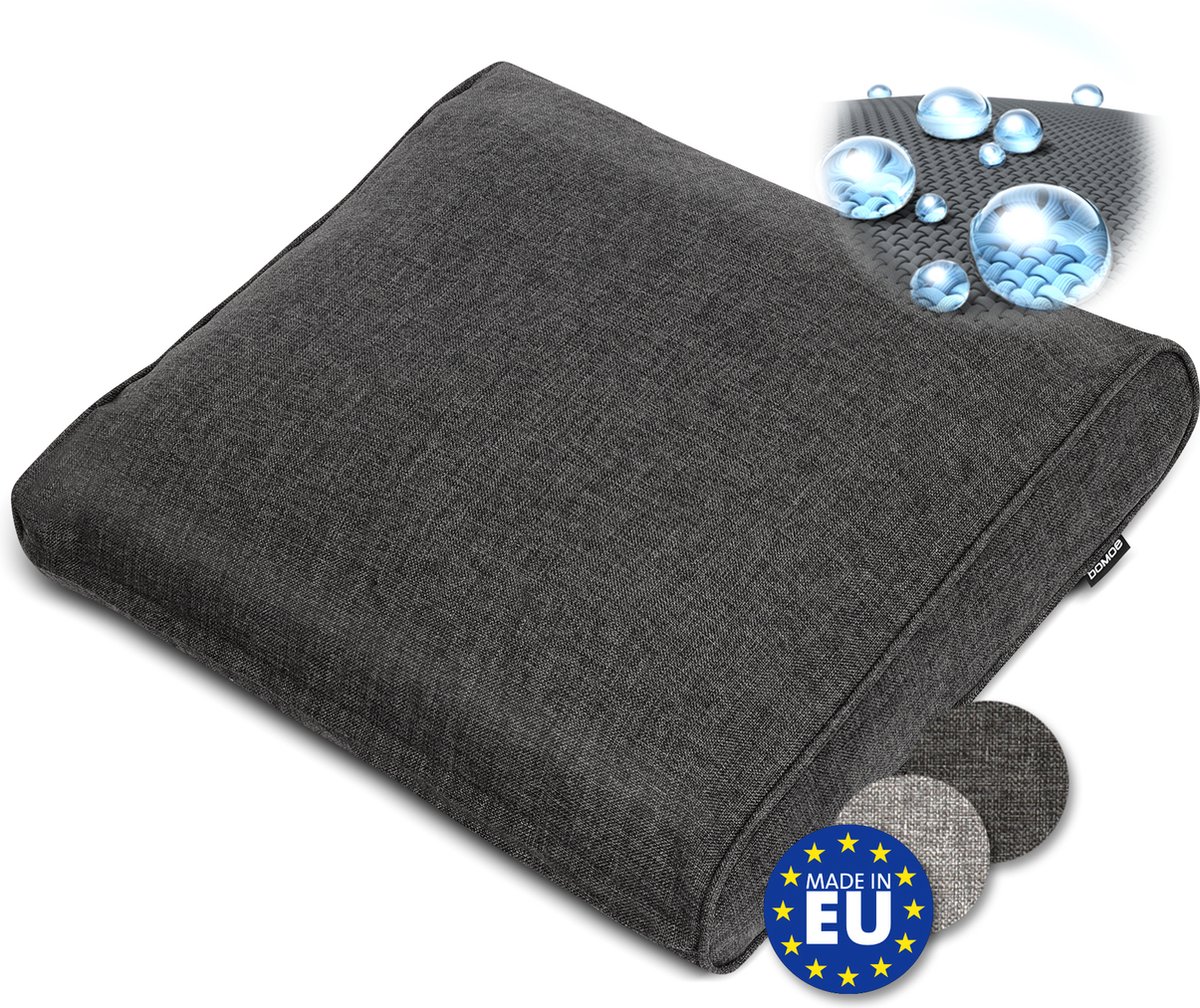 bomoe ilano – Outdoor Lounge Rugkussen 50x40cm – Tuinkussen 10cm dik, Wasbaar & UV Bescherming – Antraciet
