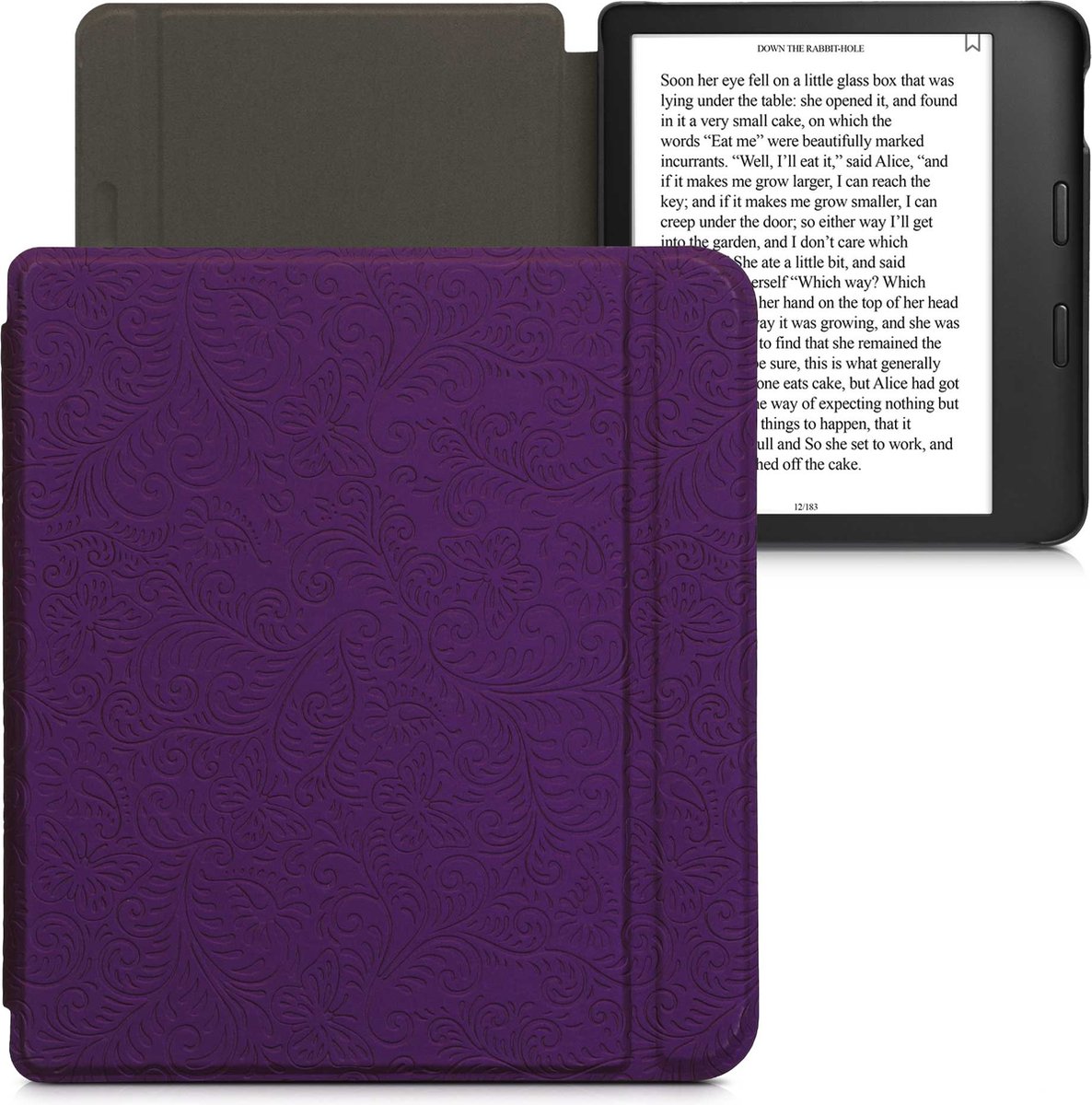 Étui kwMobile compatible avec la Libra 2 de Kobo - Étui folio en cuir de  polyuréthane pour liseuse de style livre - Violet