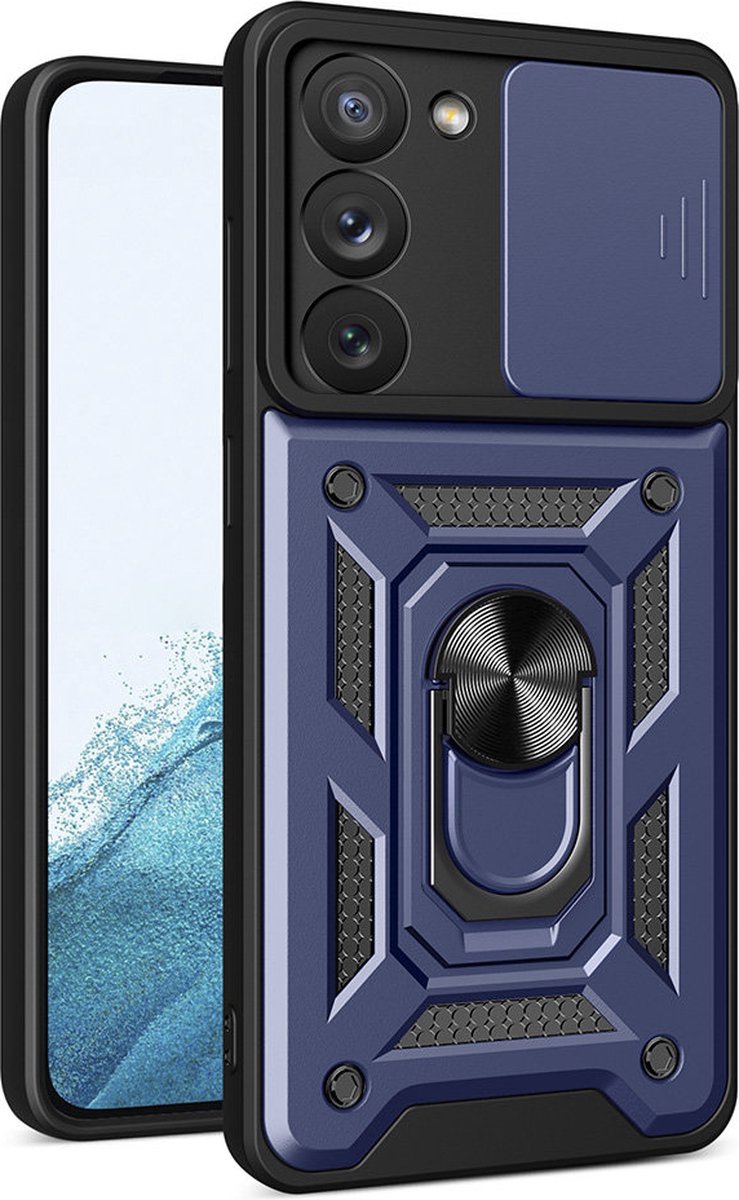 Hybrid Armor hoesje met cameracover geschikt voor Samsung Galaxy S23 - blauw