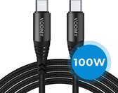 Voomy 100W Kabel - USB C naar USB C Kabel - 2 Meter Oplaadkabel - Gevlochten Nylon - Geschikt voor Macbook, Ipad, Samsung Galaxy/Note