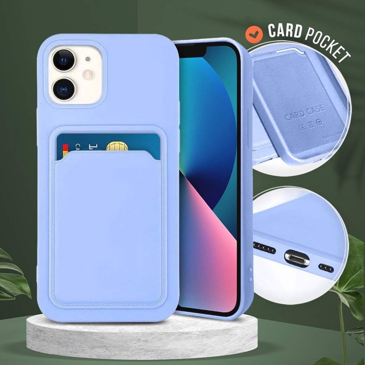 Siliconen Card Case met kaartsleuf geschikt voor iPhone 13 Pro Max - Paars
