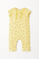 Barboteuse Woody bébé unisexe en coton tétra - jaune avec imprimé arc-en-ciel all-over - 231-3-RBW-W/940 - taille 86