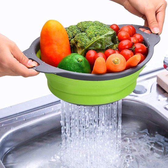 Lesipee Upgraded16L opvouwbare dweilemmer met multifunctioneel deksel - 4-in-1 opvouwbare siliconen bak met tafeloppervlak, vloerstandaard, ruimtebesparende 4,2 gallon opslagoplossing voor thuis en