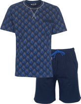 MEQ Heren Shortama - Pyjama Set - 100% Katoen - Blauw- Maat 3XL