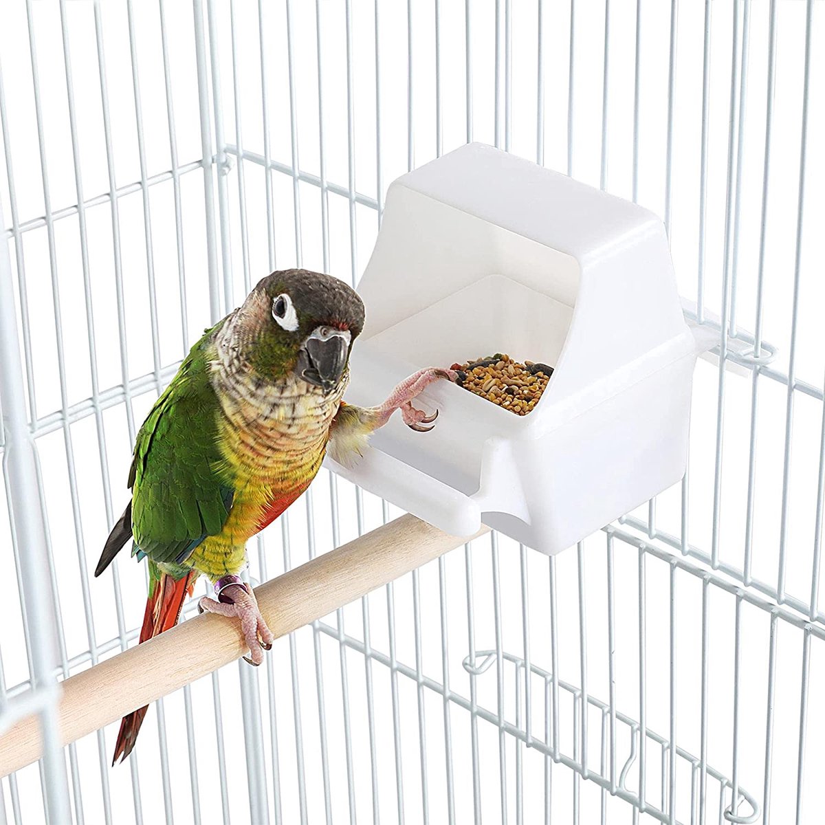 Papa Simba XXL Vogelkooi voor Parkieten & Kanaries - Met Standaard, Wielen, Zitstokken & Voerbakken - Sterk Metaal- Wit- HMTM-10002-White thumbnail 3