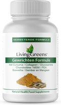 Livinggreens Gewrichten formule, 60 tabletten, Curcuma, Collageen, PEA, Glucosamine, Msm, Chondroitin, Manganese, Vitamin C, Curcuma Longa, Turmeric