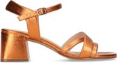 Manfield - Dames - Oranje leren sandalen met hak - Maat 39