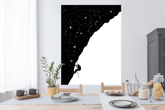Stickers muraux - Film autocollant - Nuit - Escalade - Étoiles - Zwart - Wit - 90x120 cm - Film adhésif - Stickers muraux Chambre d'enfant - Papier peint autocollant