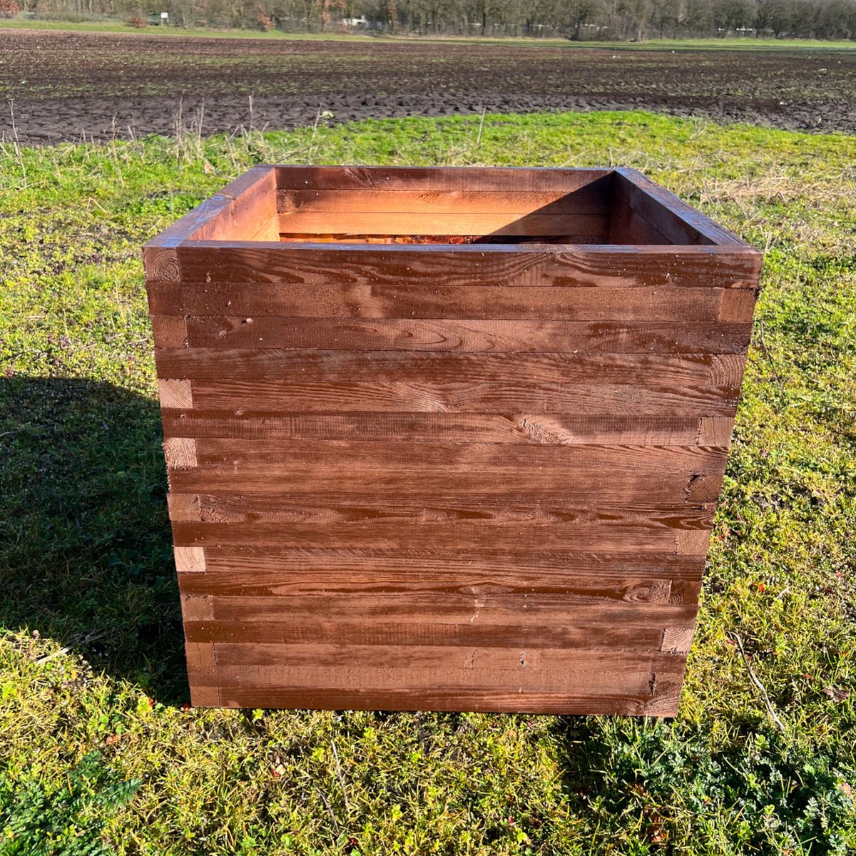 AMISHOUT Vierkante bloembak - Plantenbak van hout 70x70x72 cm - Bruin