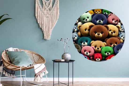 WallCircle - Cercle Mural - Cercle Mural - Ourson - Teddy - Design - Kids - Aluminium - Dibond - 120x120 cm - Intérieur et Extérieur XXL