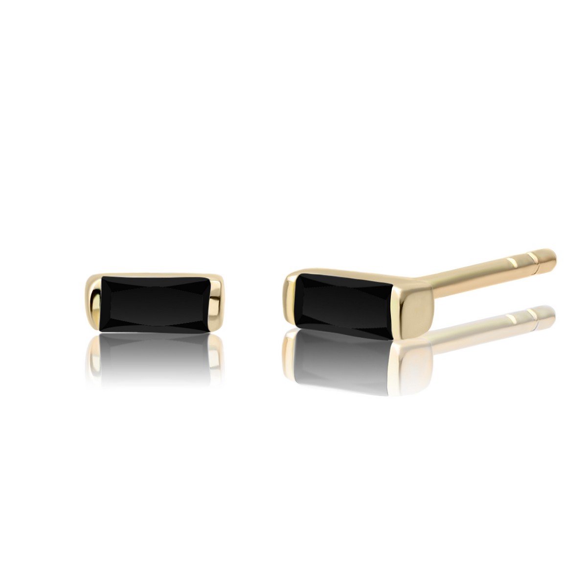 Sparkling Jewels - Oorbellen: BaguetteStuds Gold - Black Flame EAG08-CZ02
