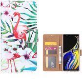 City hoesje bookcasse geschikt voor Samsung Note 9 Pasjeshouder Flamingo