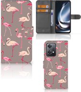 Hoesje met naam OnePlus Nord CE 2 Lite Wallet Book Case Flamingo